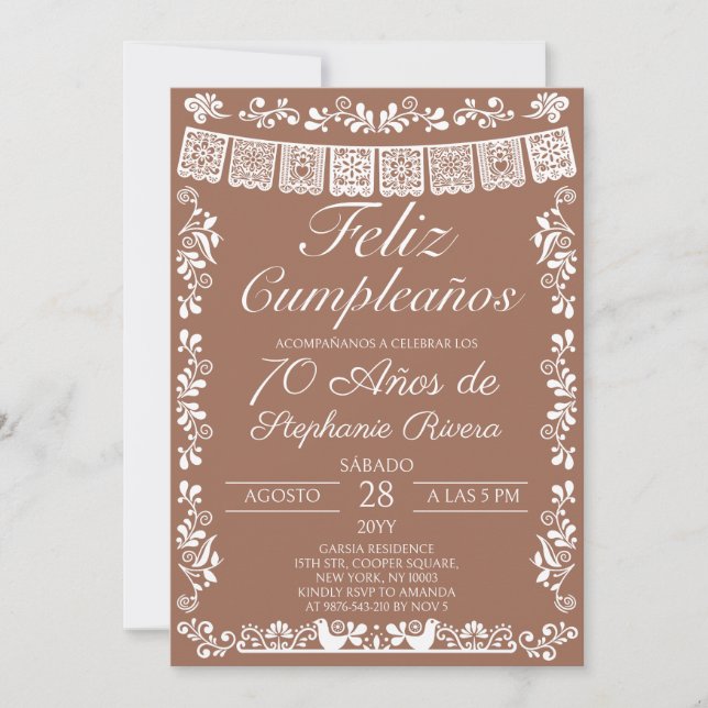 Invitation Terracotta Joyeux Anniversaire 70e Anniversaire (Devant)