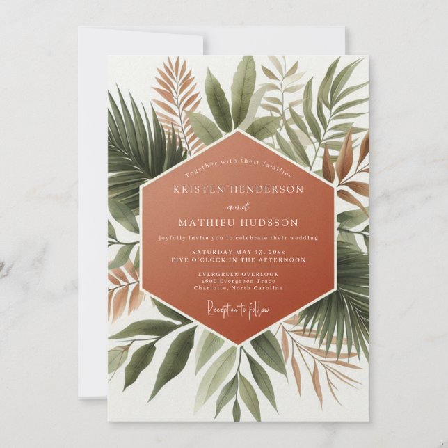 Invitation Terracotta Lush Botanical Wedding (Devant)
