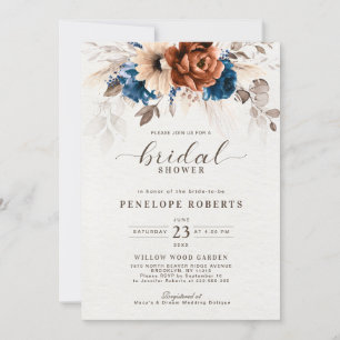 Invitation Terracotta Marine Bleu Pampas Fête des mariées en