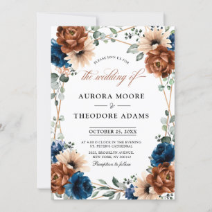 Invitation Terracotta Marine Bleu Vert Mariage géométrique da