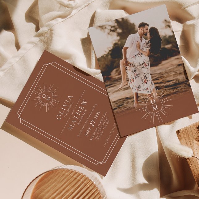 Invitation Terracotta Mid Century les années 70 Monogramme Ph (Créateur téléchargé)