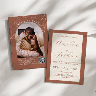 Invitation Terracotta minimaliste Brûlé Orange Boho