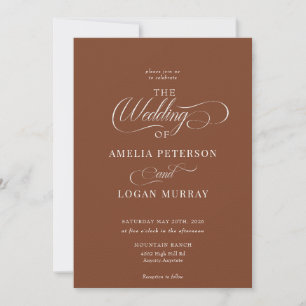 Invitation Terracotta minimaliste   Mariage de script Whimsic