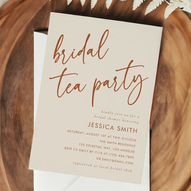 Invitation Terracotta Modern Boho Bridal Tea Party Shower (Créateur téléchargé)