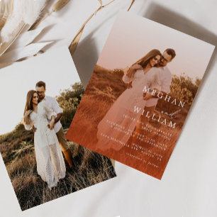 Invitation Terracotta moderne Burnt Orange Boho Mariage Photo