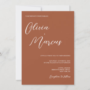 Invitation Terracotta Moderne Chic Script Mariage Entourage