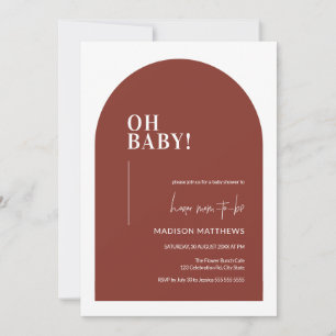 Invitation Terracotta moderne minimaliste Arc Oh Baby shower