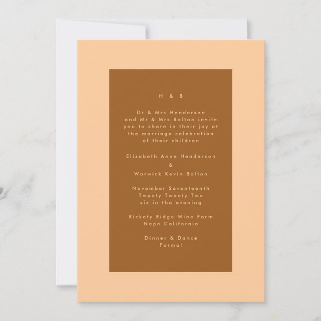 Invitation Terracotta moderne minimaliste simple Mariage (Devant)