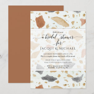 Invitation Terracotta Moderne Terrazzo Couples Abstraits Douc
