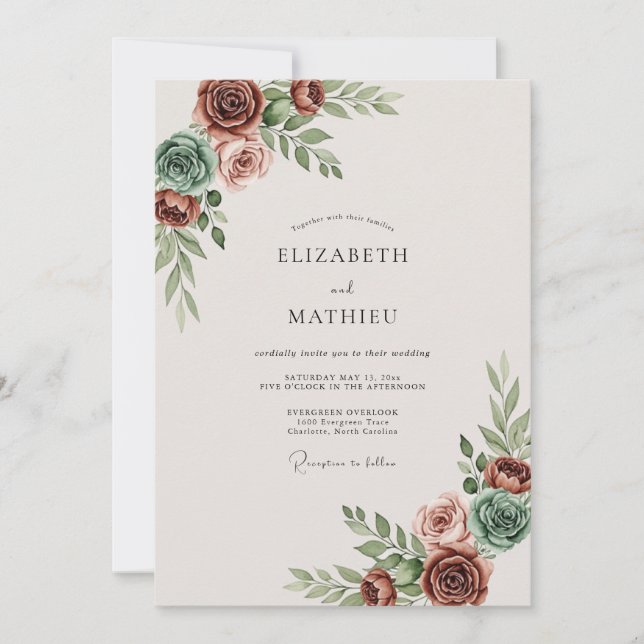 Invitation Terracotta Muted Bohemian Wedding (Devant)