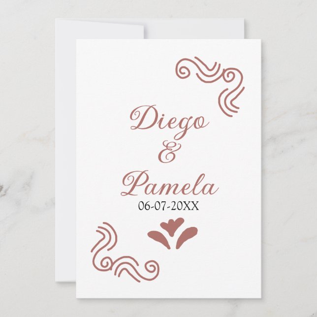 Invitation Terracotta noir rustique espagnol mariage couple f (Devant)