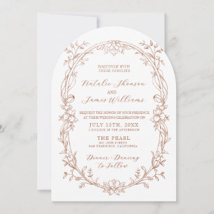 Invitation Terracotta Orange Brûlé Bohème Photo de Mariage Ar