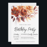 Invitation Terracotta Orange Fall Flowers 60e anniversaire<br><div class="desc">D'élégantes fleurs d'aquarelle orange en terre cuite créent un agencement floral audacieux en haut de cette invitation à l'anniversaire. Un script simple lui donne une ambiance moderne.</div>