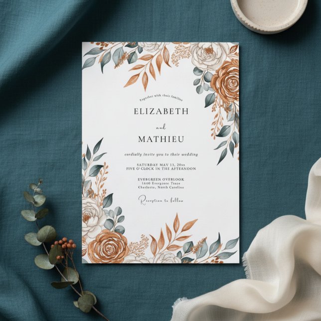 Invitation Terracotta Painterly Floral Wedding (Créateur téléchargé)