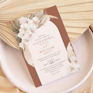 Invitation Terracotta Pampas Grass Orchidées Mariage tropical