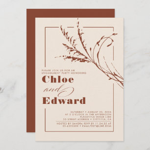 Invitation Terracotta Pampas Grass Parti d'engagement moderne