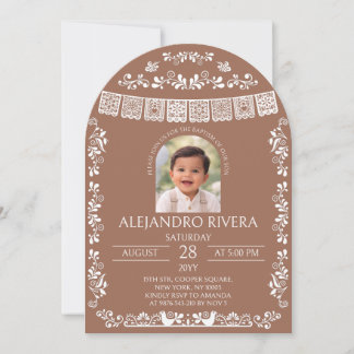 Invitation Terracotta Papel Picado Baptism Boy Arch Photo
