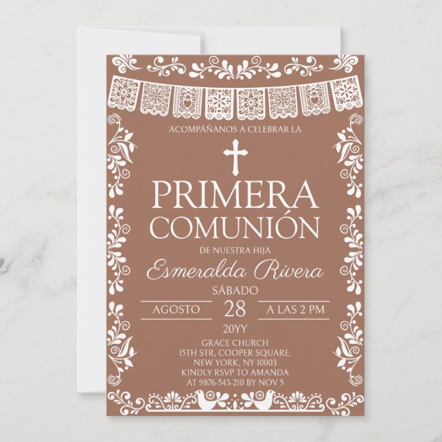 Invitation Terracotta Papel Picado Primera Comunión (Devant)