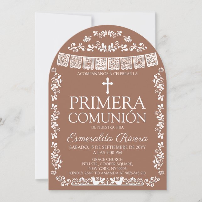 Invitation Terracotta Papel Picado Primera Comunión Arch (Devant)