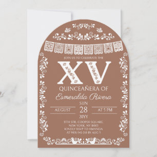 Invitation Terracotta Papel Picado Quinceañera 15e Anniversai