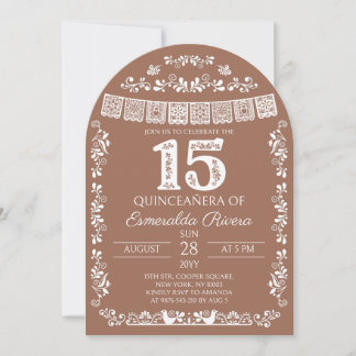 Invitation Terracotta Papel Picado Quinceañera 15th Birthday