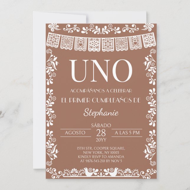Invitation Terracotta Papel Picado UNO pour la pre (Devant)