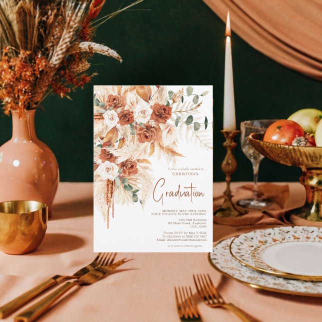 Invitation Terracotta Photo Boho Bright Bold Graduation (Get Bold and Bright with Boho Graduation Invitations!)