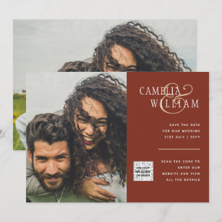Invitation Terracotta PHOTO QR CODE Mariage Inviter Enregistr