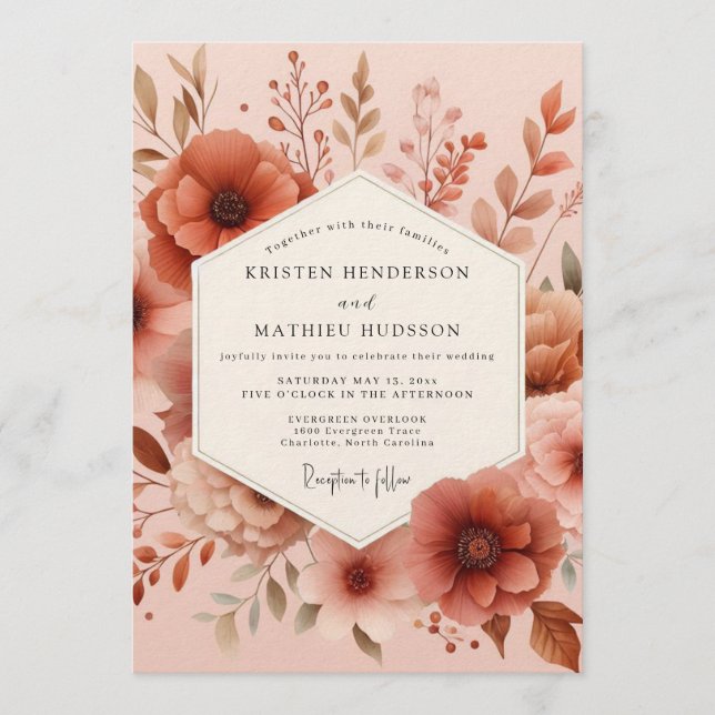 Invitation Terracotta Poetic Anemone Wedding (Devant)