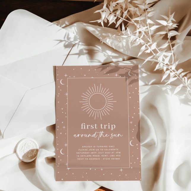 Invitation Terracotta Premier Voyage Autour Du Soleil Invitat (Créateur téléchargé)