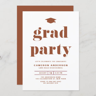 Invitation Terracotta Retro Bold Typographie Graduation Party
