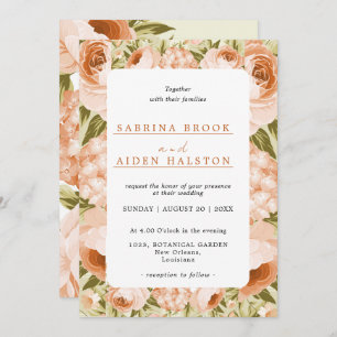 Invitation Terracotta Rose florissant Hydrangea Mariage Flora