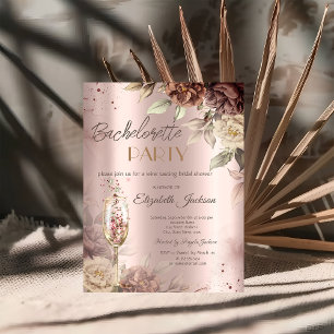 Invitation Terracotta Rose Vin Verre Bachelorte