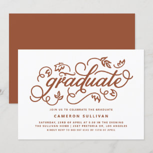 Invitation Terracotta Rustic Calligraphy Graduation Party