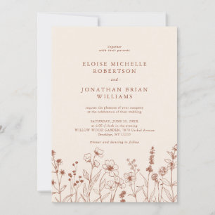 Invitation Terracotta Rustic Floral Automne Fleur sauvage Mar