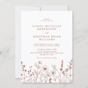 Invitation Terracotta Rustic Floral Automne Fleur sauvage Mar