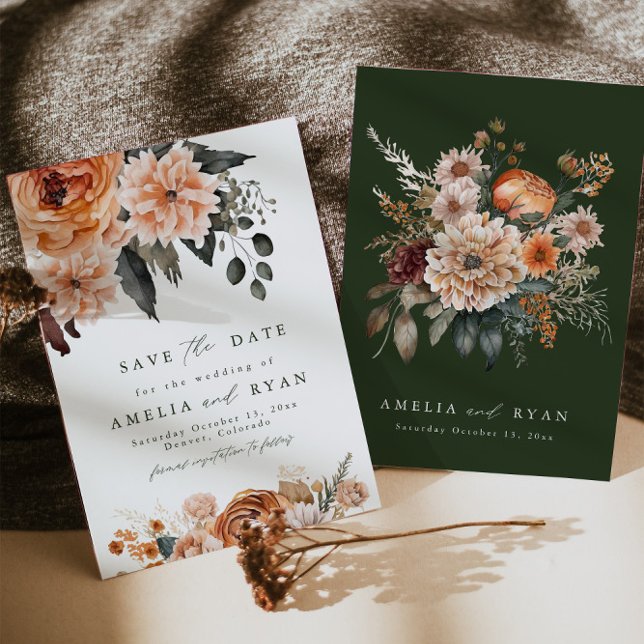 Invitation Terracotta Sage Boho Floral Enregistrer La Date (Créateur téléchargé)