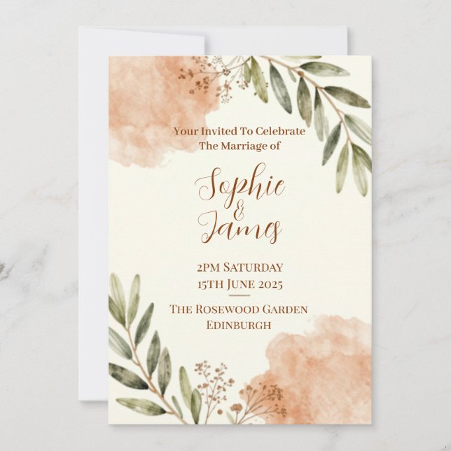 Invitation Terracotta Sage Botanique | Mariage Bohème (Devant)