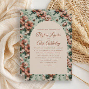 Invitation Terracotta Sage Vert Arc Floral Mariage