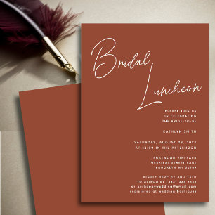 Invitation Terracotta Script Whimsical Chic Bridal Luncheon
