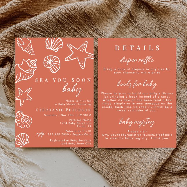 Invitation Terracotta Sea You Soon All In One Baby Shower (Créateur téléchargé)