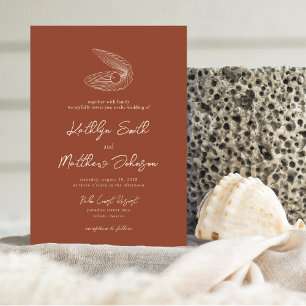 Invitation Terracotta Shell Beach Océan Destination Mariage