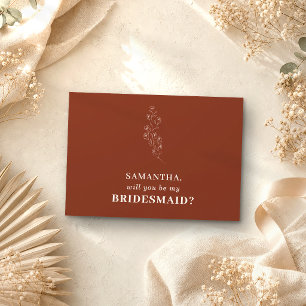 Invitation Terracotta Simple Floral Veux-tu être ma demoisell