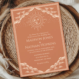 Invitation Terracotta soleil et lune Tarot Mariage gothique