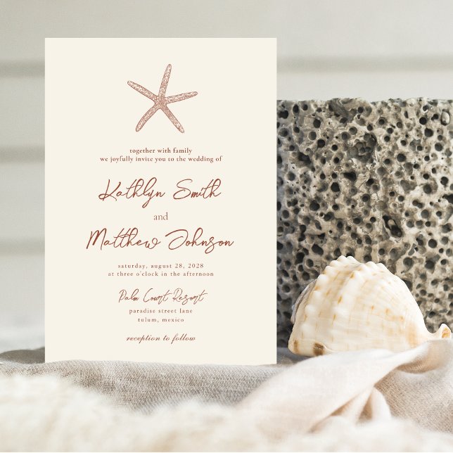 Invitation Terracotta Starfish Beach Destination Mariage (Créateur téléchargé)