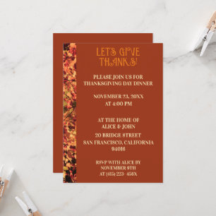 Invitation Terracotta Thanksgiving Diner fêtes d'automne