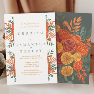 Invitation Terracotta Turquoise Boho Automne Frontière Floral