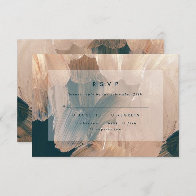 Invitation Terracotta turquoise peint moderne mariage R.S.V.P (Devant / Derrière)