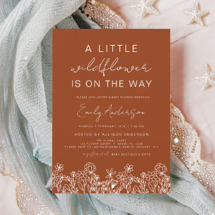 Invitation Terracotta Un Petit Baby shower Fleur sauvage