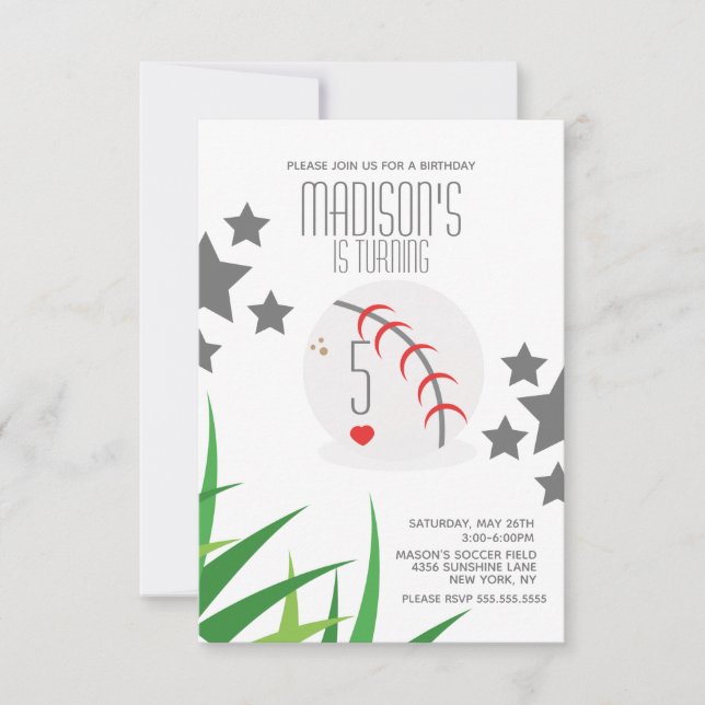 Invitation Terrain de Baseball Moderne Fête d'Anniversaire Ét (Devant)